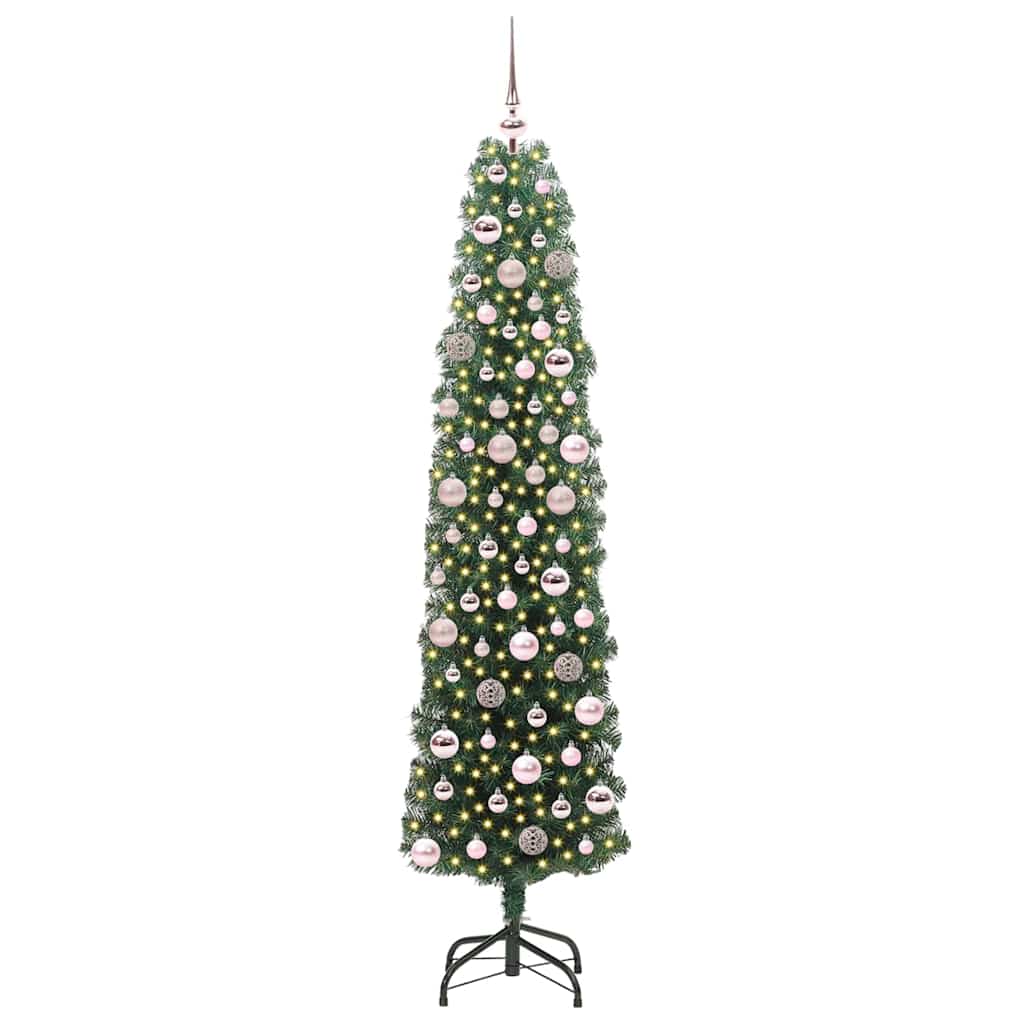 Kunstig juletre med 300 LED grønn 180 cm PVC og stål og plast