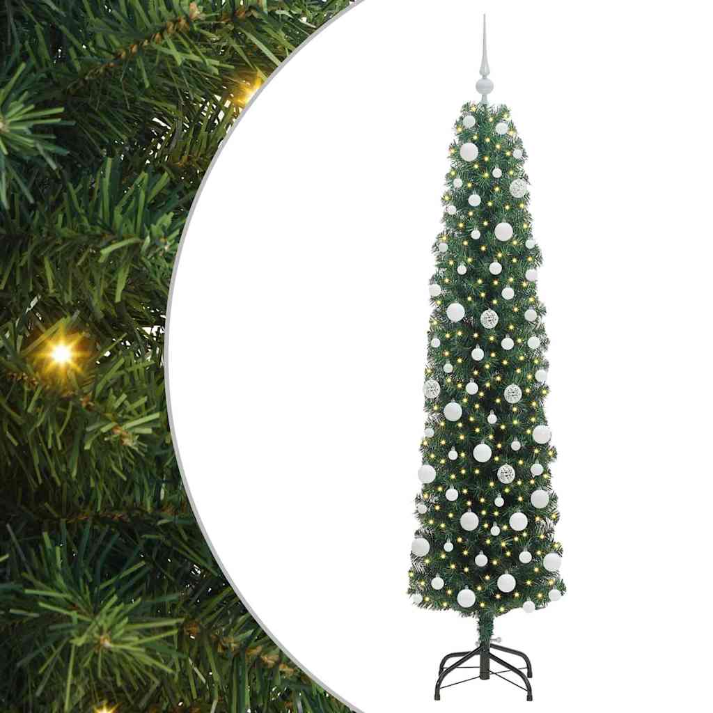 Kunstig juletre med 300 LED grønn 180 cm PVC og stål og plast