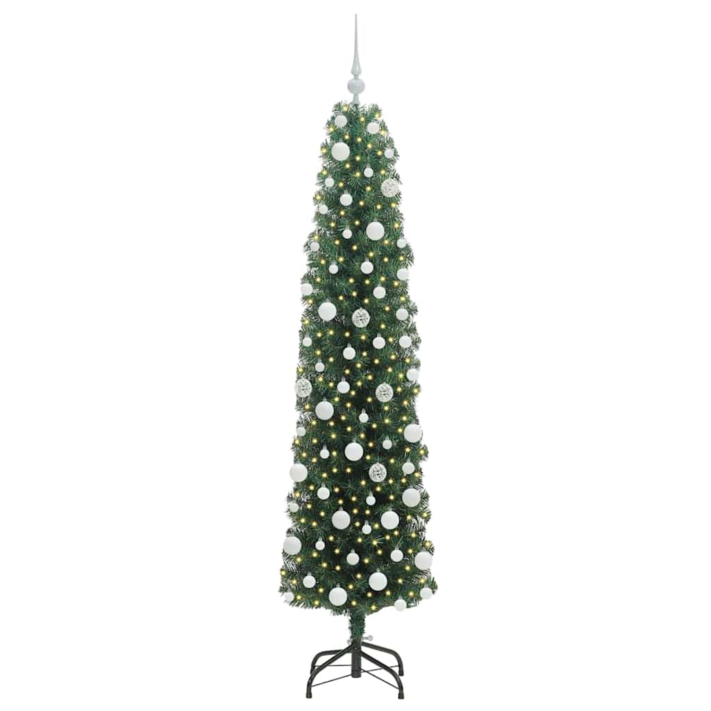 Kunstig juletre med 300 LED grønn 180 cm PVC og stål og plast