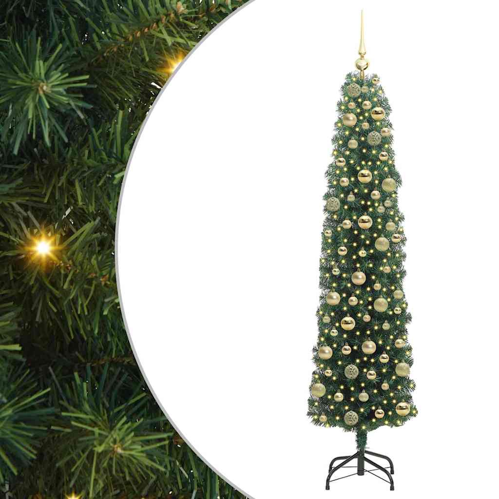 Kunstig juletre med 300 LED grønn 180 cm PVC og stål og plast