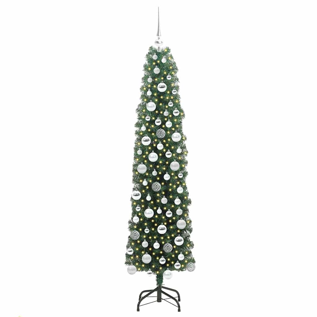 Kunstig juletre med 300 LED grønn 180 cm PVC og stål og plast