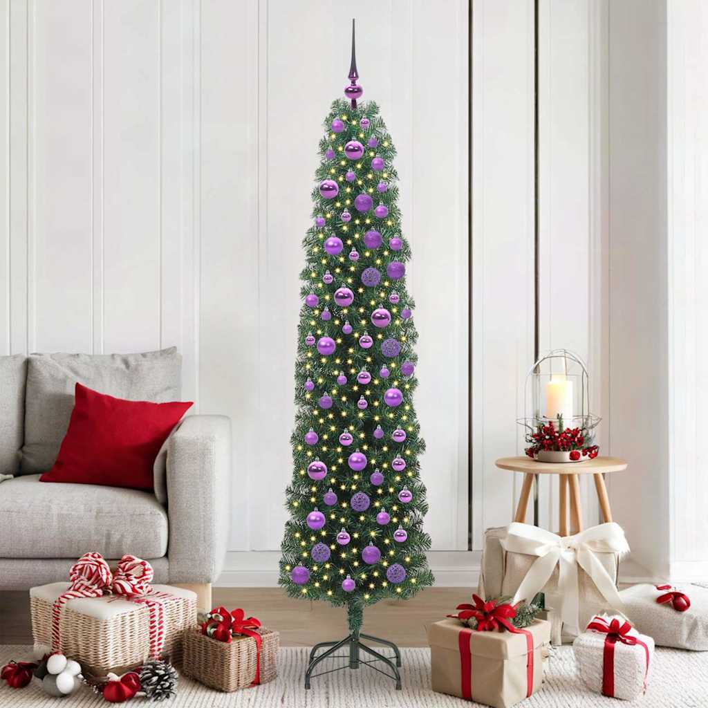 Kunstig juletre med 300 LED grønn 180 cm PVC og stål og plast