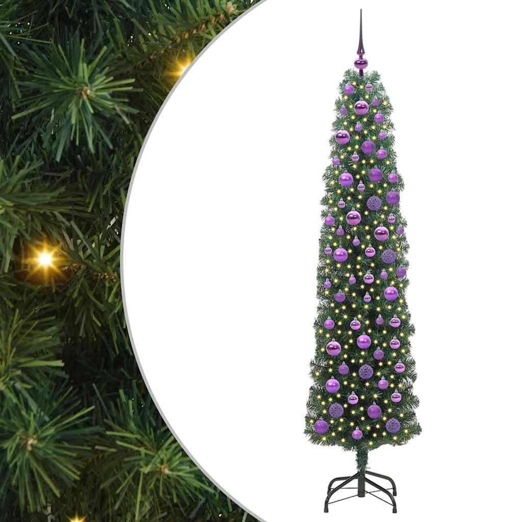 Kunstig juletre med 300 LED grønn 180 cm PVC og stål og plast