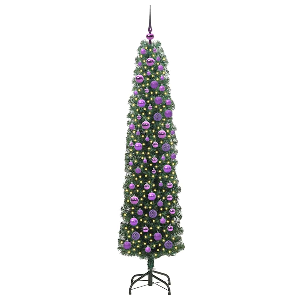 Kunstig juletre med 300 LED grønn 180 cm PVC og stål og plast