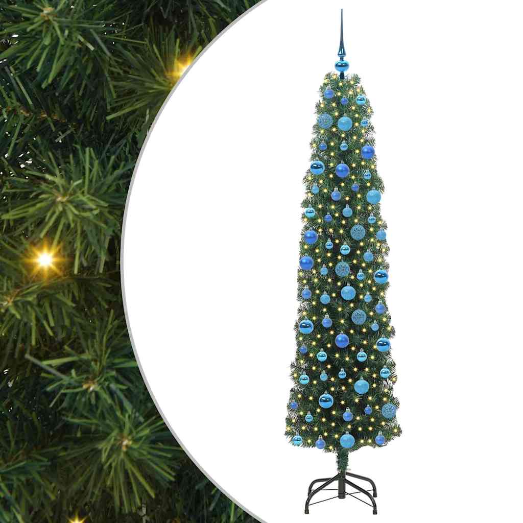 Kunstig juletre med 300 LED grønn 180 cm PVC og stål og plast
