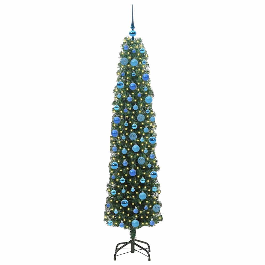 Kunstig juletre med 300 LED grønn 180 cm PVC og stål og plast