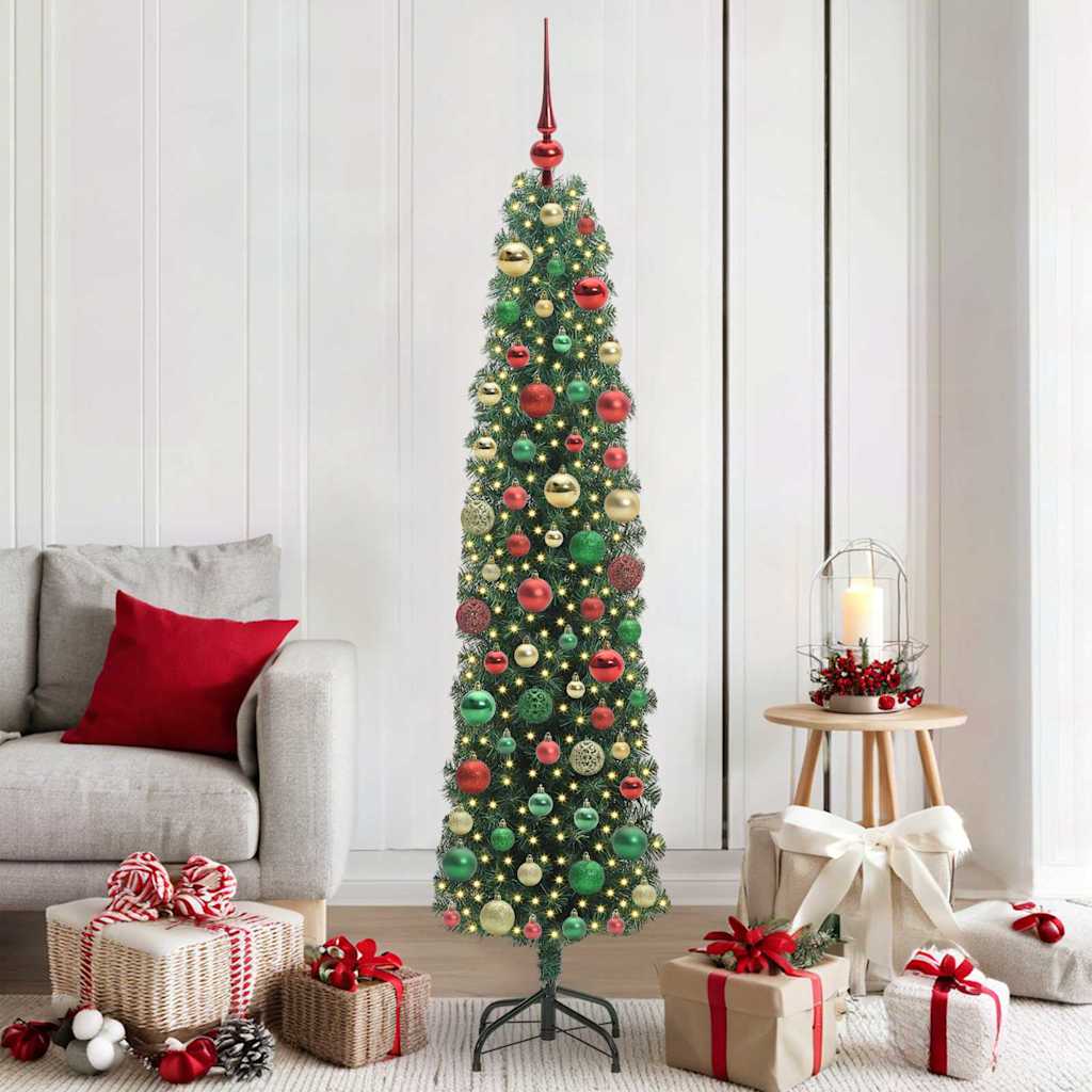 Kunstig juletre med 300 LED grønn 180 cm PVC og stål og plast