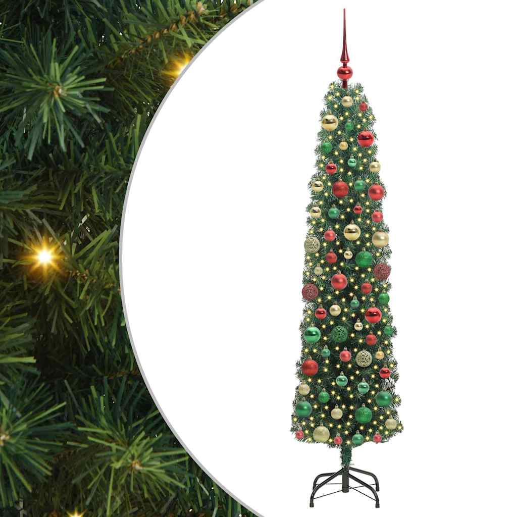 Kunstig juletre med 300 LED grønn 180 cm PVC og stål og plast