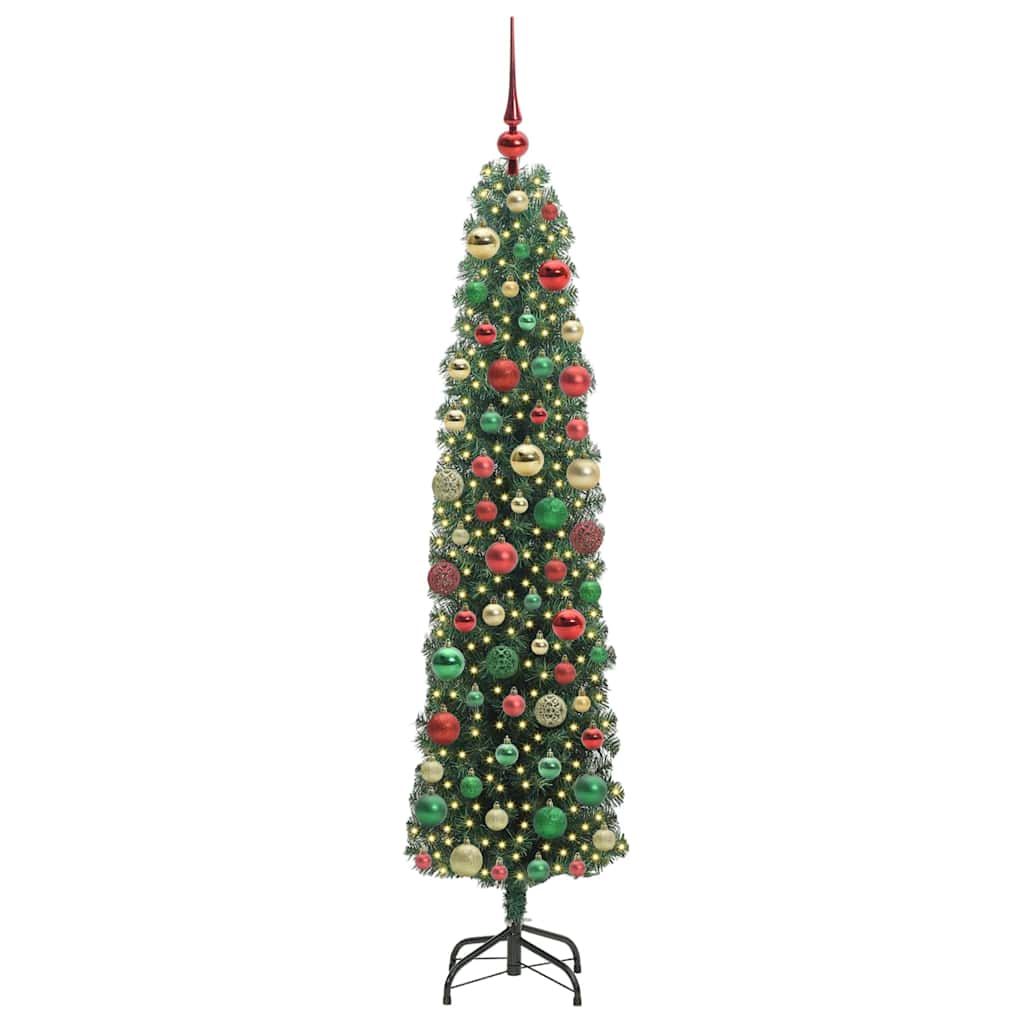 Kunstig juletre med 300 LED grønn 180 cm PVC og stål og plast