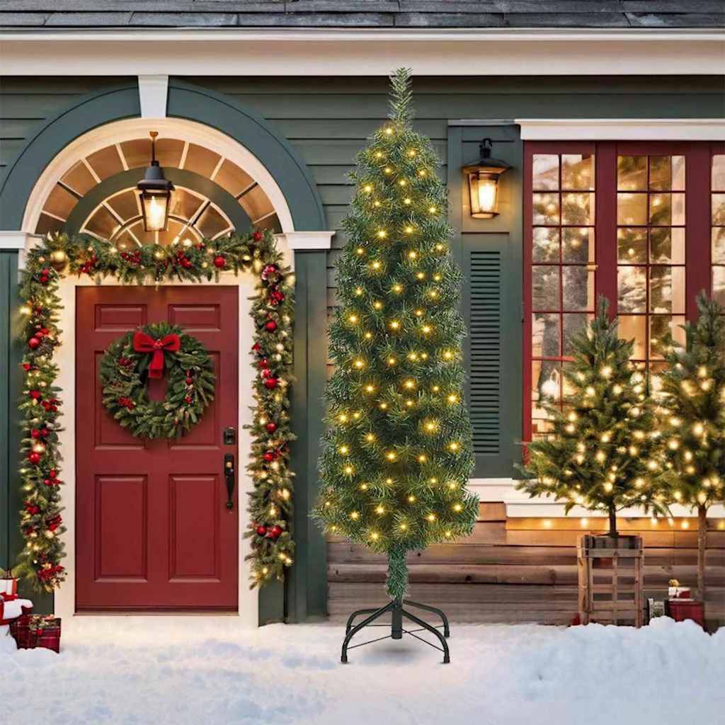 Kunstig juletre med 300 LED grønn 210 cm PVC og stål og plast