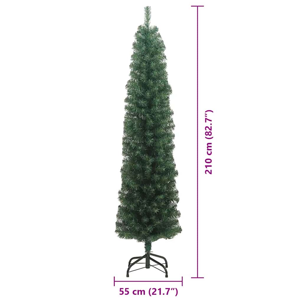 Kunstig juletre med 300 LED grønn 210 cm PVC og stål og plast