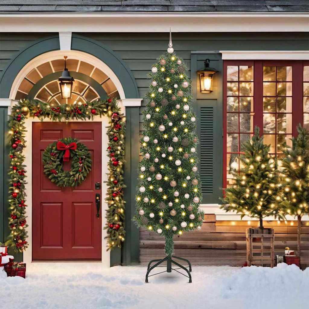 Kunstig juletre med 300 LED grønn 210 cm PVC og stål og plast