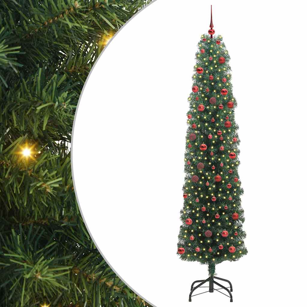 Kunstig juletre med 300 LED grønn 210 cm PVC og stål og plast