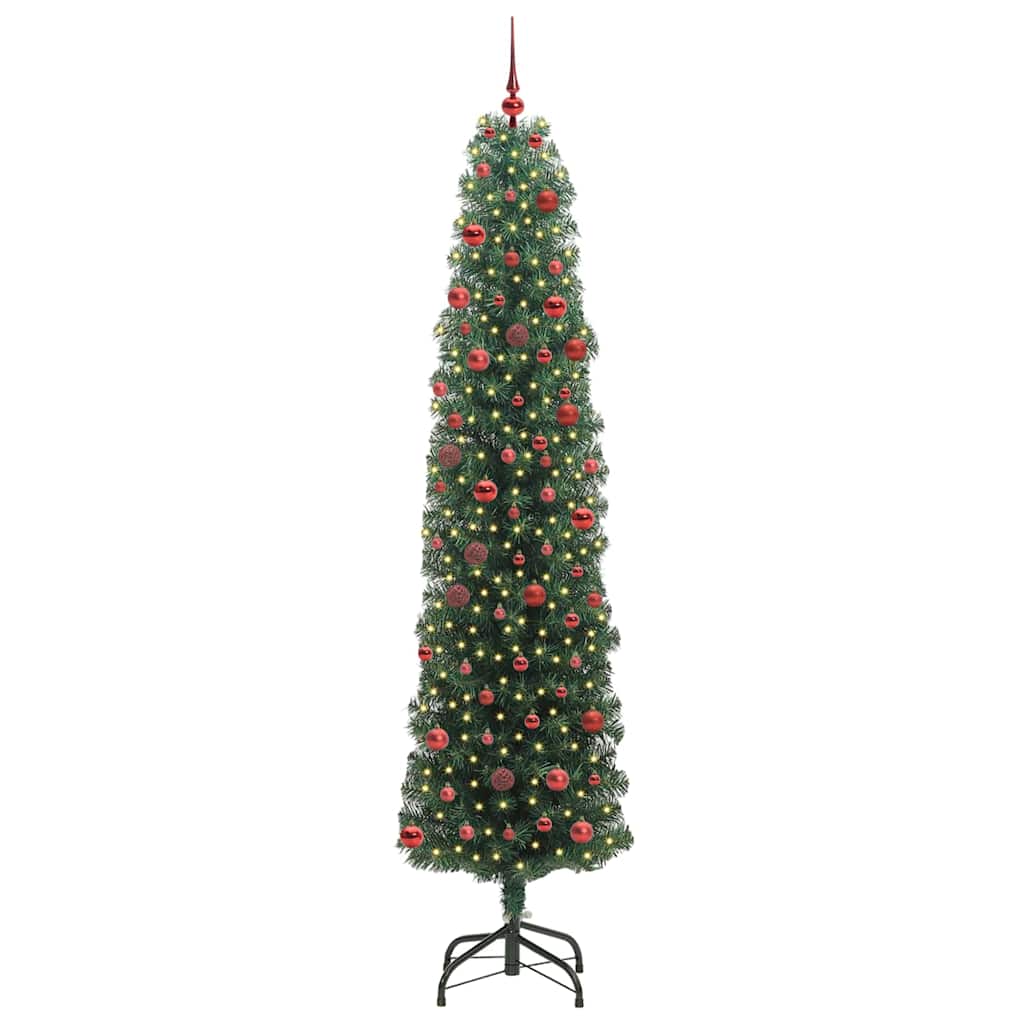 Kunstig juletre med 300 LED grønn 210 cm PVC og stål og plast