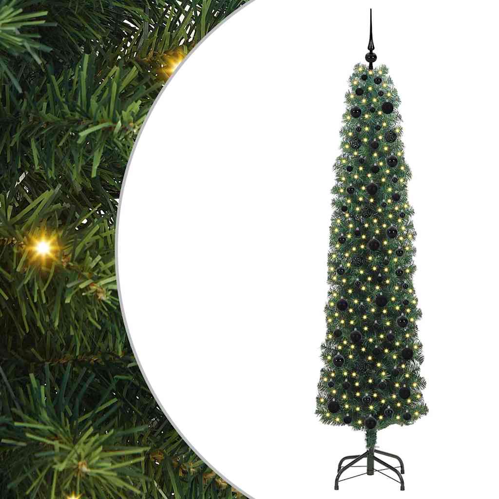 Kunstig juletre med 300 LED grønn 210 cm PVC og stål og plast