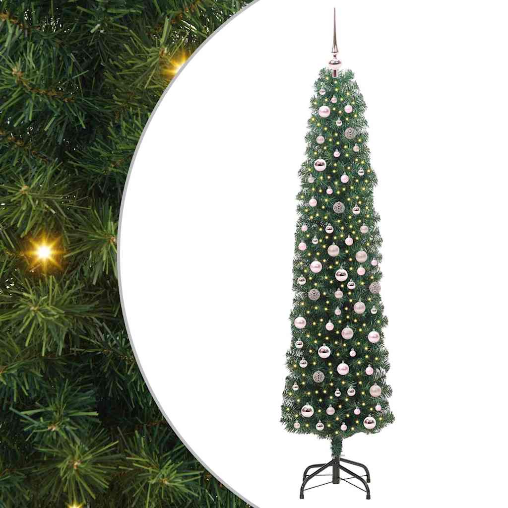 Kunstig juletre med 300 LED grønn 210 cm PVC og stål og plast