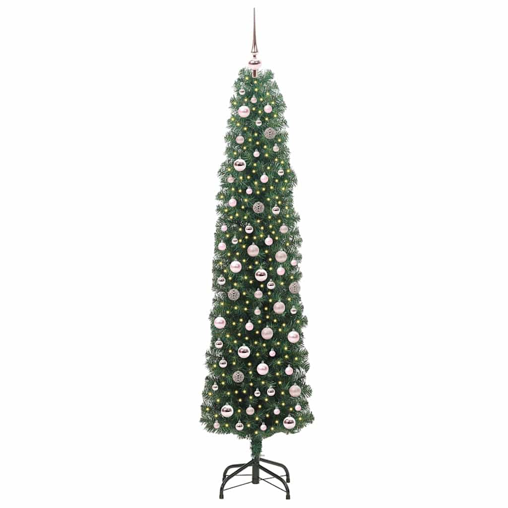 Kunstig juletre med 300 LED grønn 210 cm PVC og stål og plast