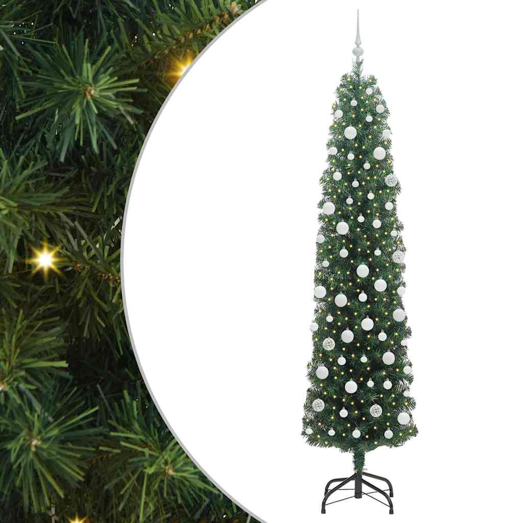 Kunstig juletre med 300 LED grønn 210 cm PVC og stål og plast