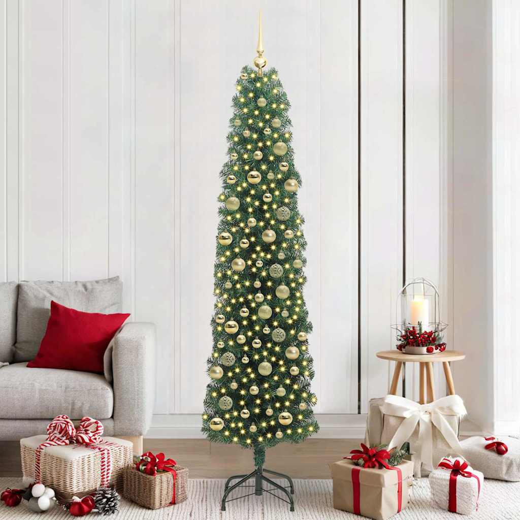 Kunstig juletre med 300 LED grønn 210 cm PVC og stål og plast