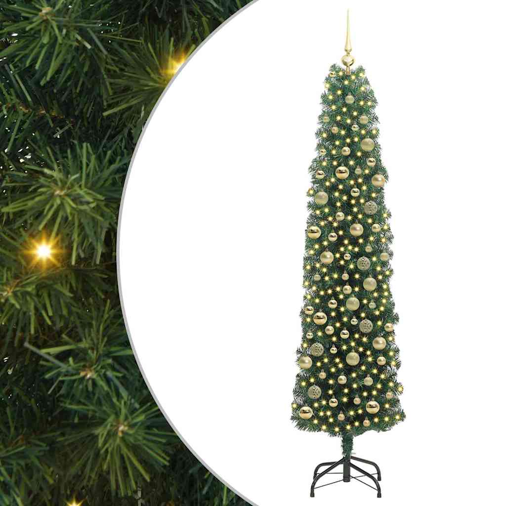 Kunstig juletre med 300 LED grønn 210 cm PVC og stål og plast