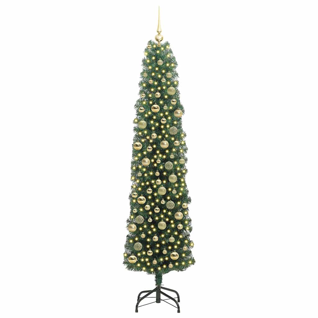 Kunstig juletre med 300 LED grønn 210 cm PVC og stål og plast