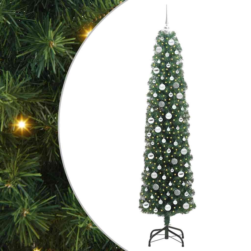 Kunstig juletre med 300 LED grønn 210 cm PVC og stål og plast
