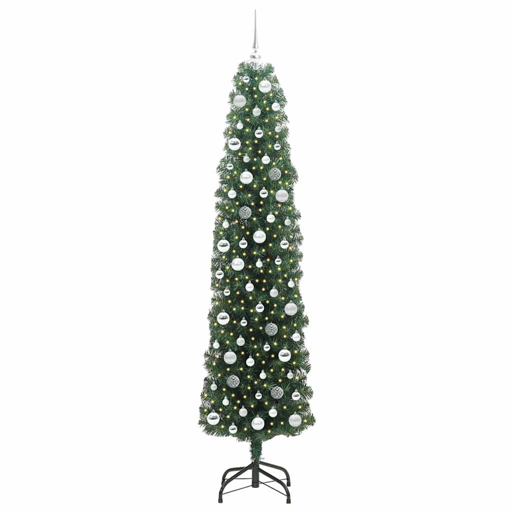 Kunstig juletre med 300 LED grønn 210 cm PVC og stål og plast