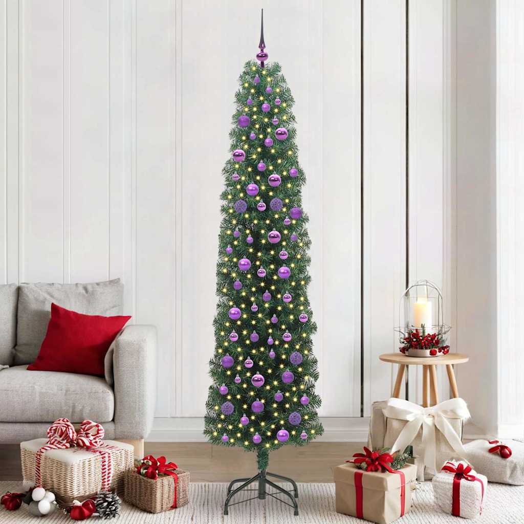 Kunstig juletre med 300 LED grønn 210 cm PVC og stål og plast