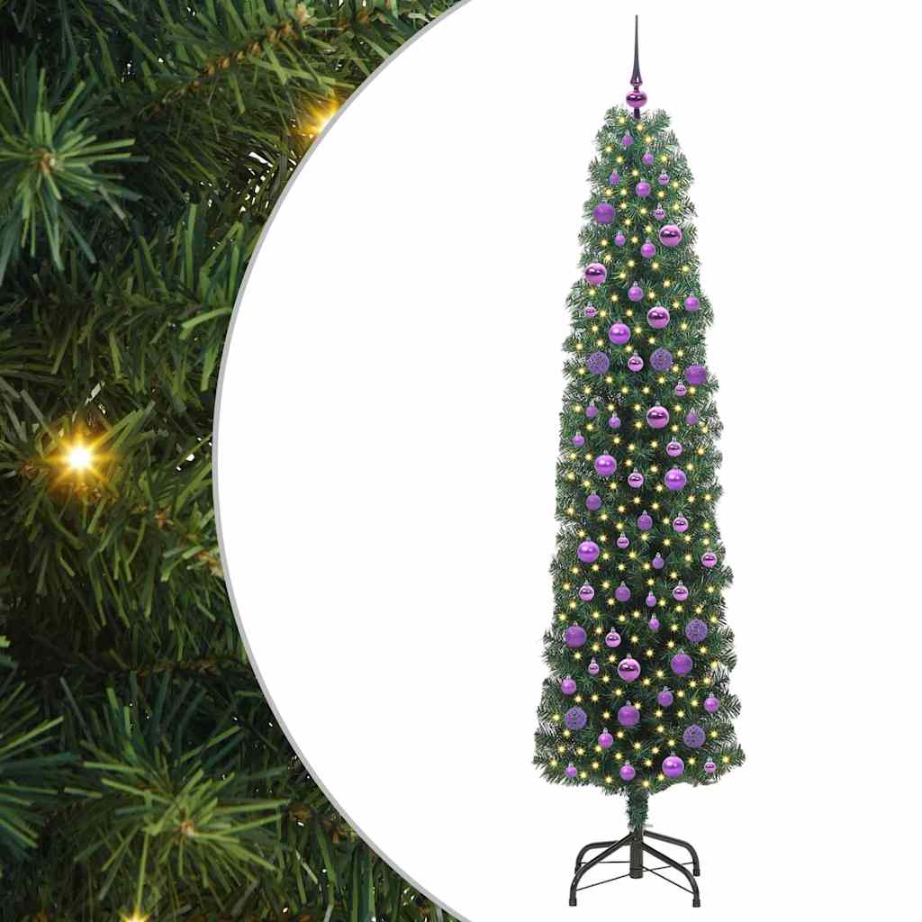 Kunstig juletre med 300 LED grønn 210 cm PVC og stål og plast