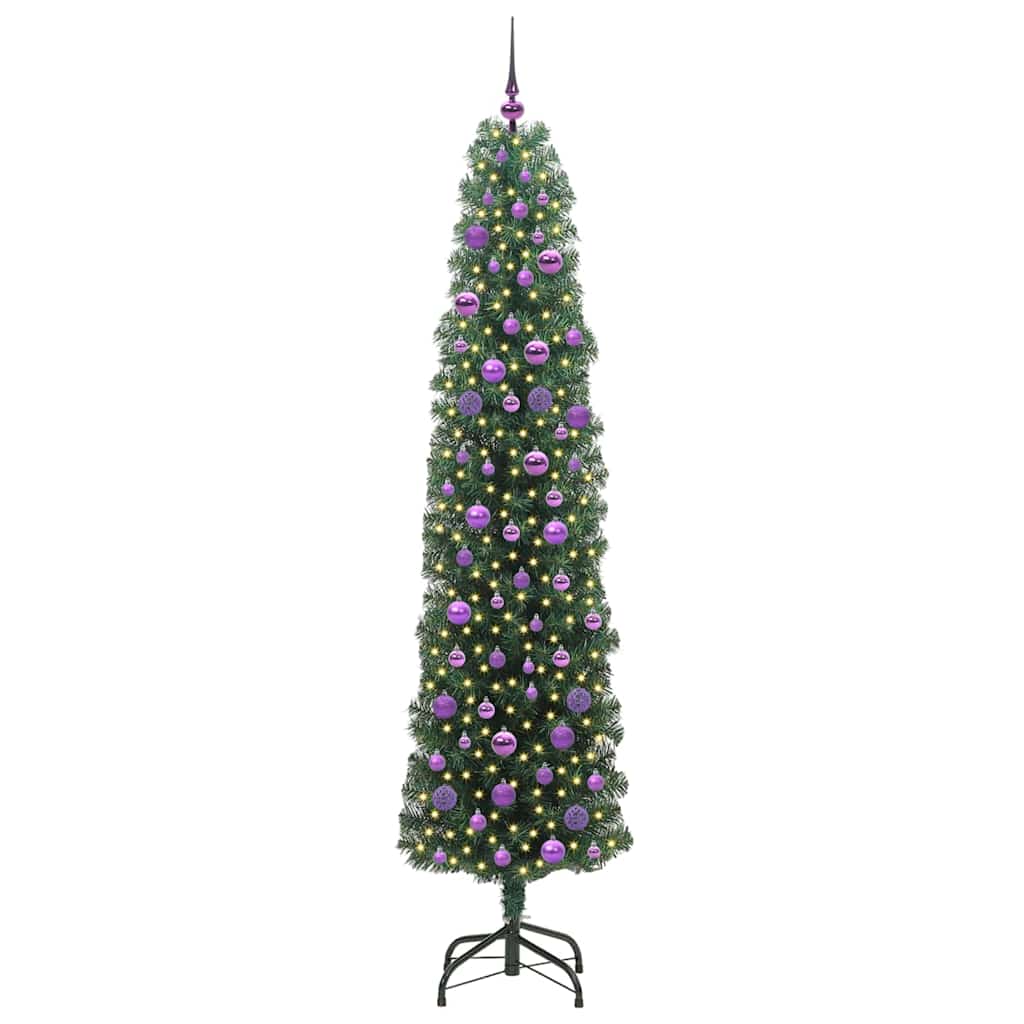 Kunstig juletre med 300 LED grønn 210 cm PVC og stål og plast