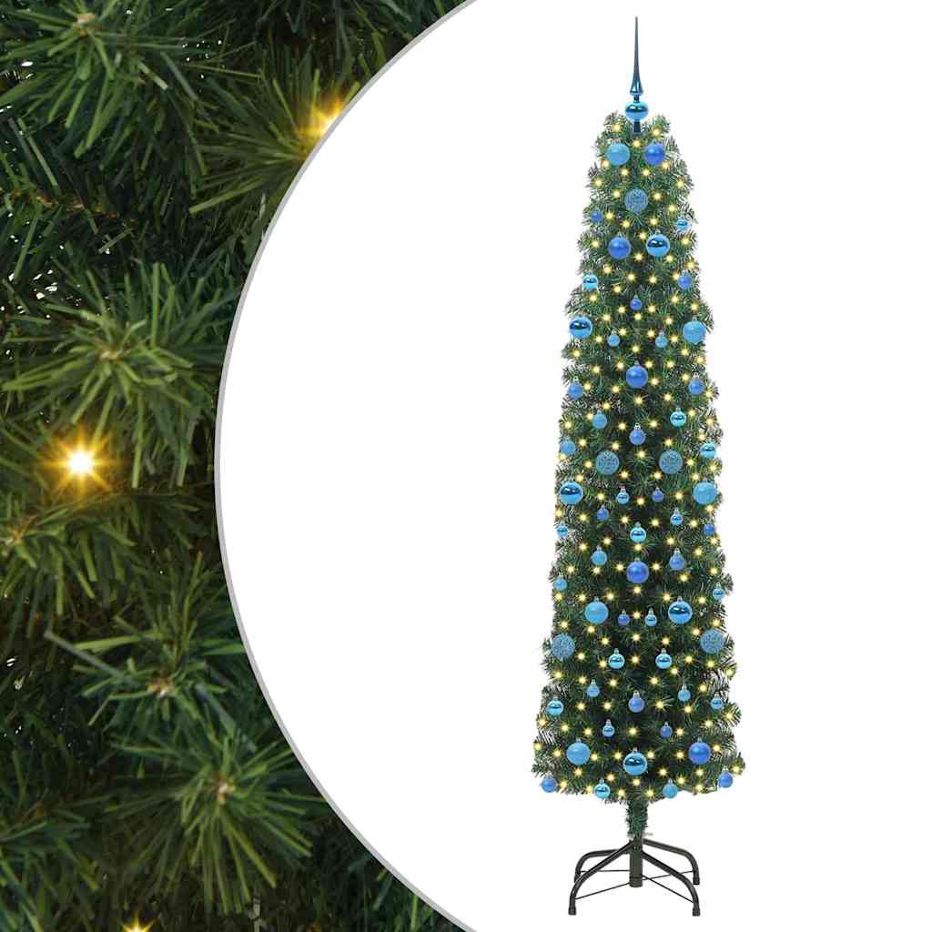 Kunstig juletre med 300 LED grønn 210 cm PVC og stål og plast
