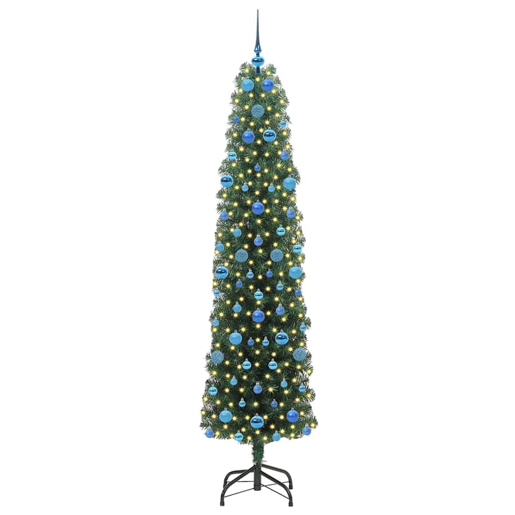 Kunstig juletre med 300 LED grønn 210 cm PVC og stål og plast