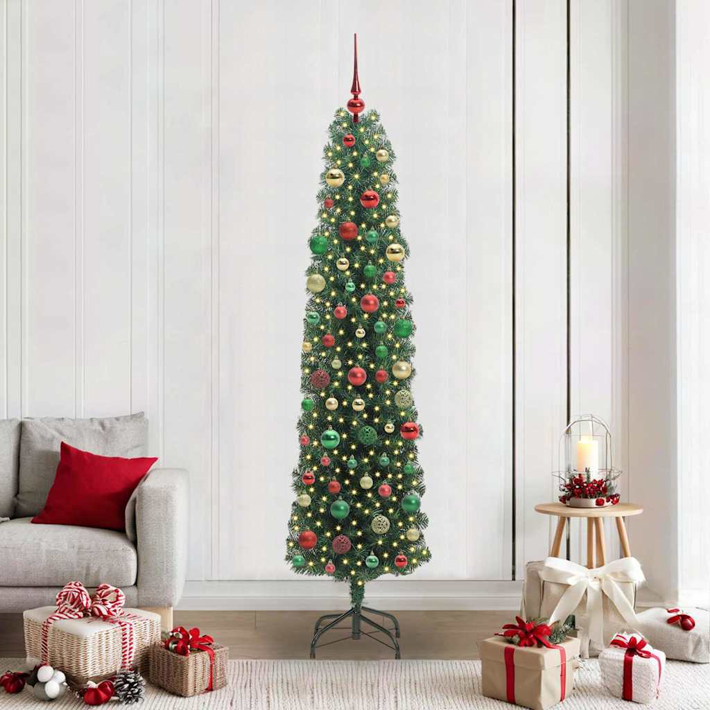 Kunstig juletre med 300 LED grønn 210 cm PVC og stål og plast