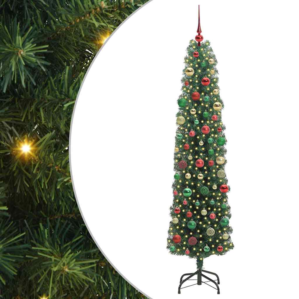 Kunstig juletre med 300 LED grønn 210 cm PVC og stål og plast