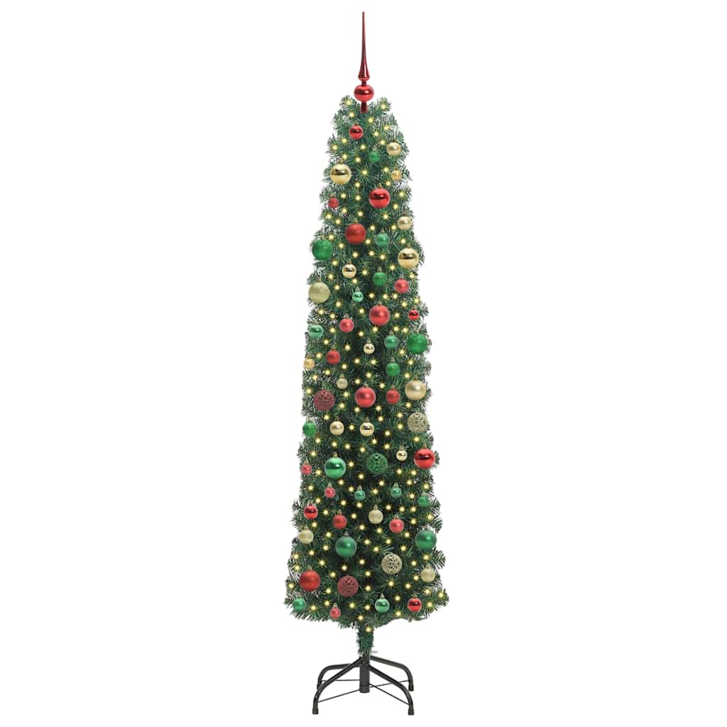 Kunstig juletre med 300 LED grønn 210 cm PVC og stål og plast
