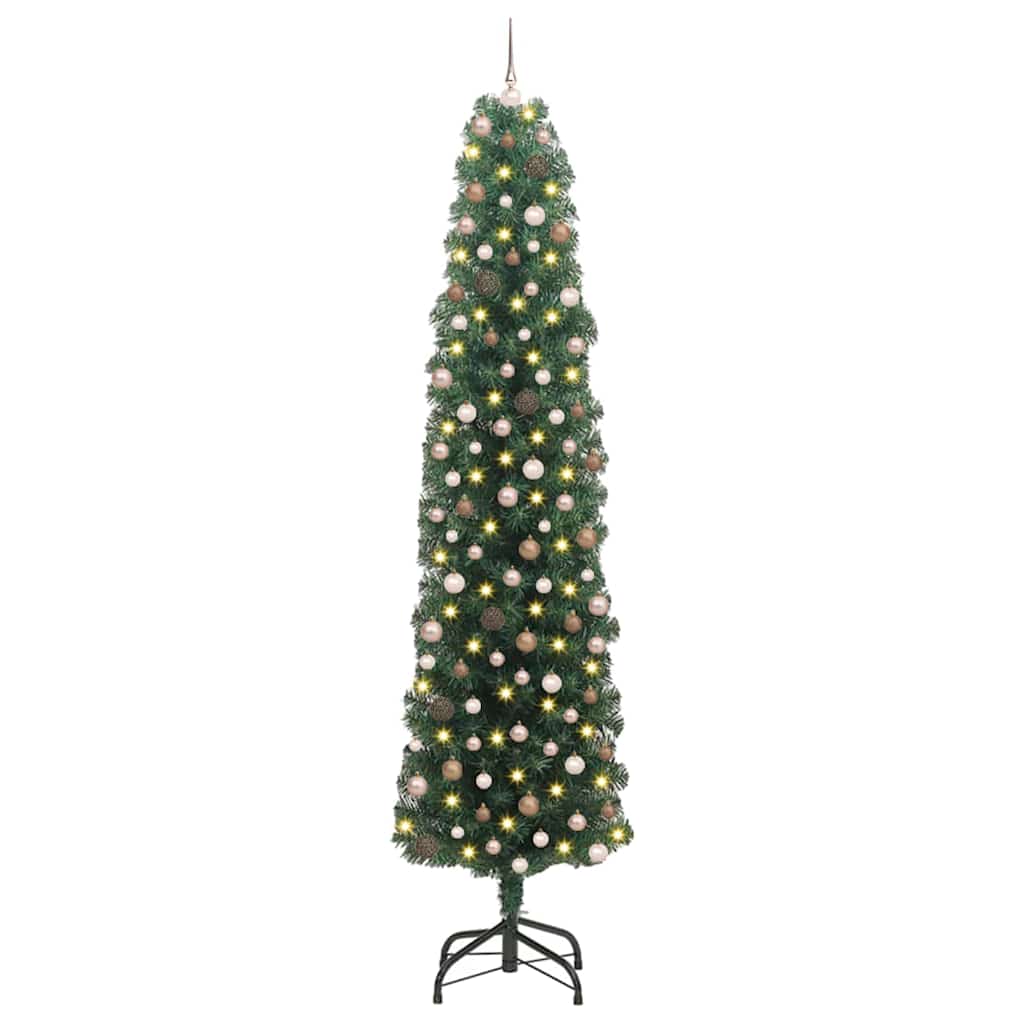 Kunstig juletre med 300 LED grønn 240 cm PVC og stål og plast