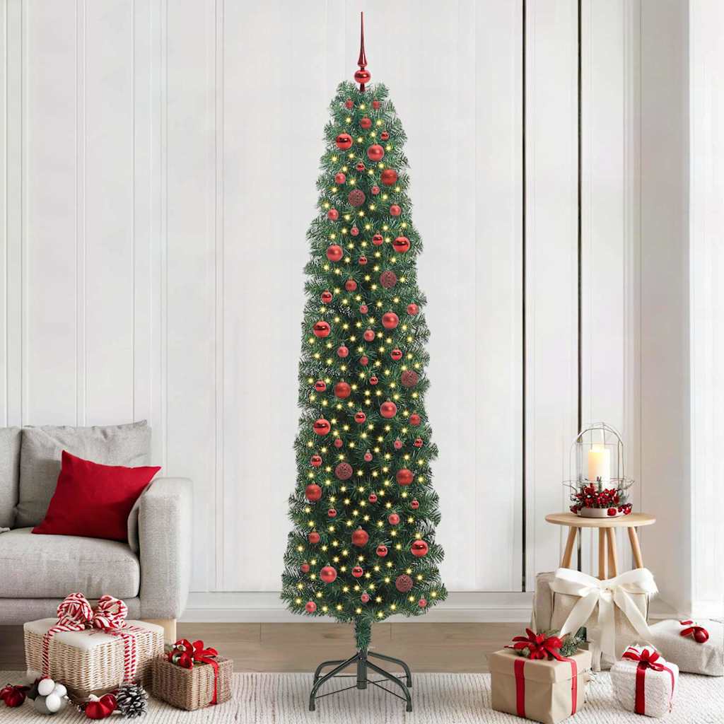 Kunstig juletre med 300 LED grønn 240 cm PVC og stål og plast