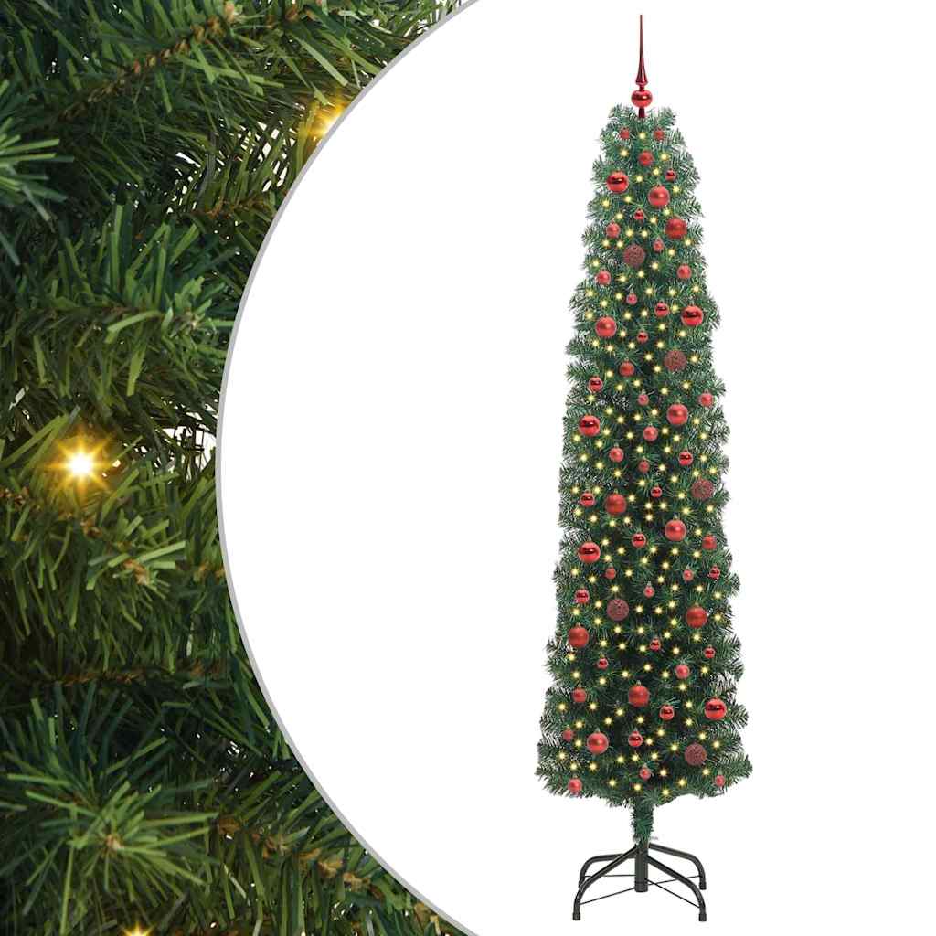 Kunstig juletre med 300 LED grønn 240 cm PVC og stål og plast