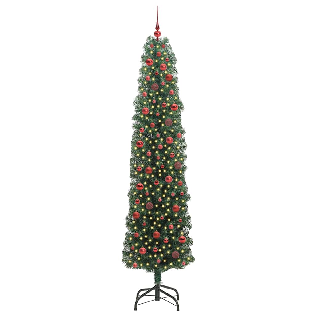 Kunstig juletre med 300 LED grønn 240 cm PVC og stål og plast