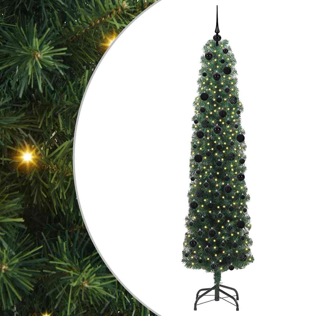 Kunstig juletre med 300 LED grønn 240 cm PVC og stål og plast vidaXL