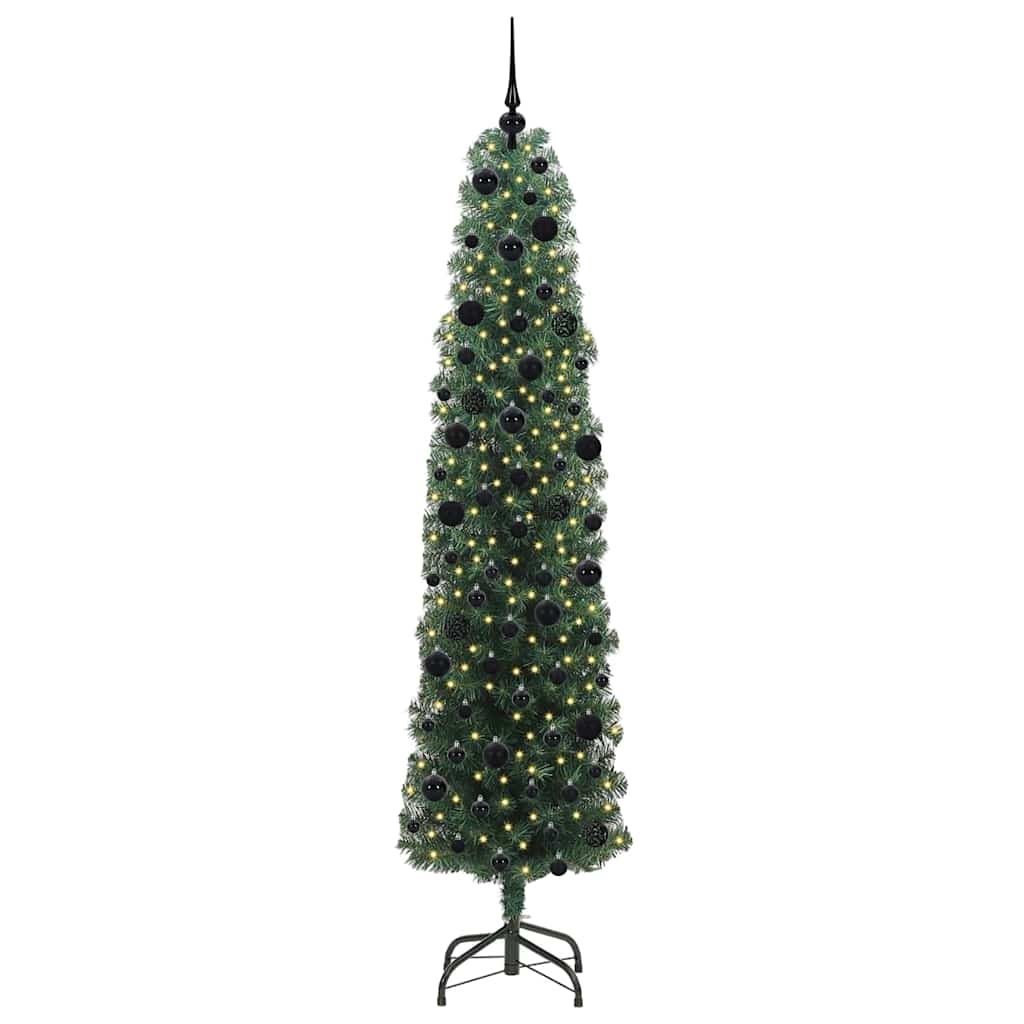 Kunstig juletre med 300 LED grønn 240 cm PVC og stål og plast vidaXL