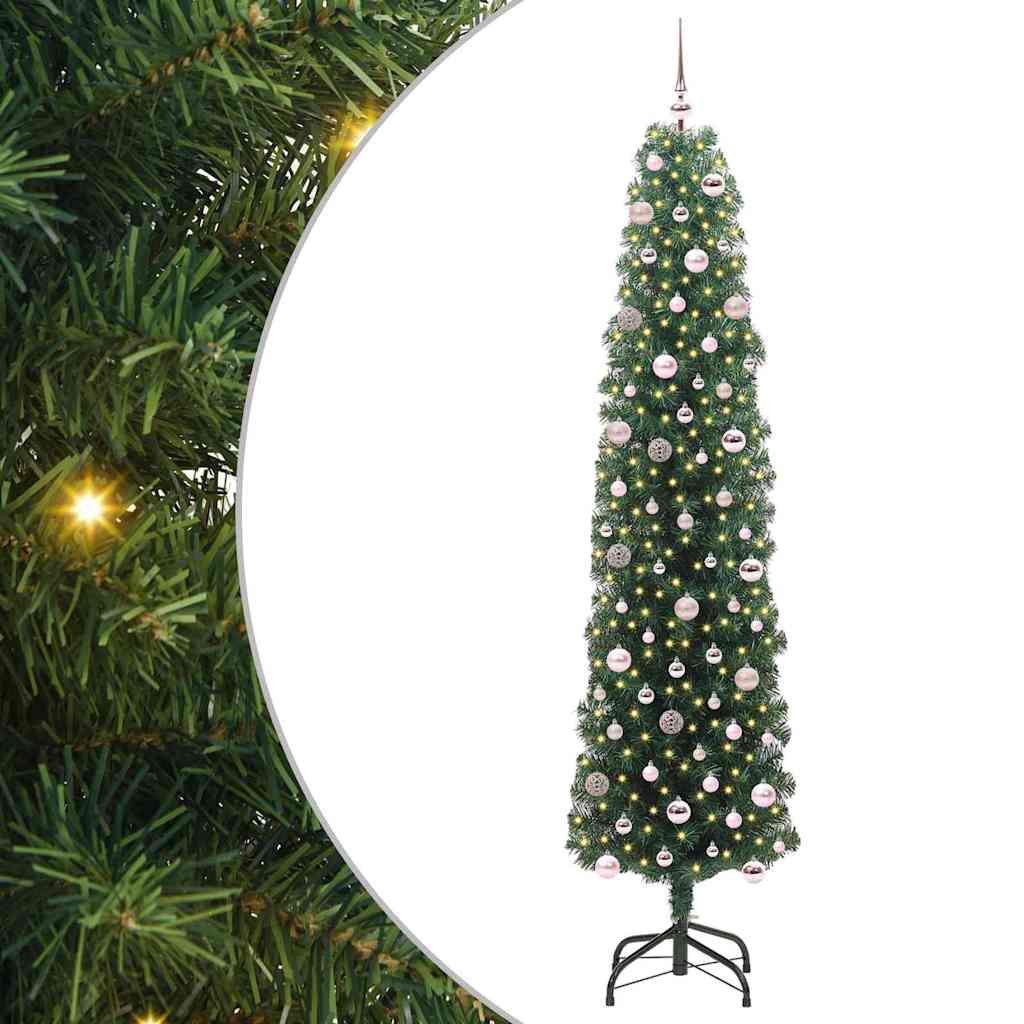 Kunstig juletre med 300 LED grønn 240 cm PVC og stål og plast vidaXL