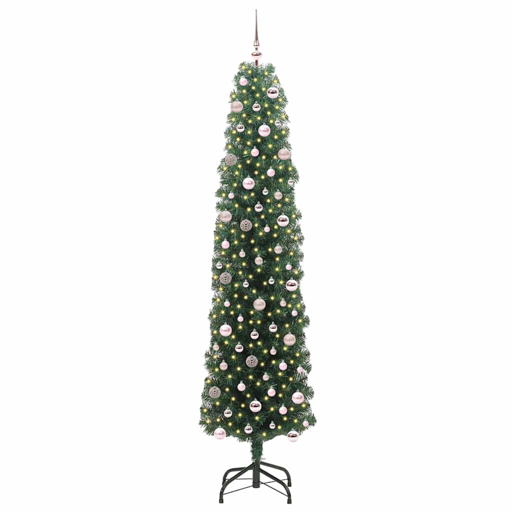 Kunstig juletre med 300 LED grønn 240 cm PVC og stål og plast vidaXL