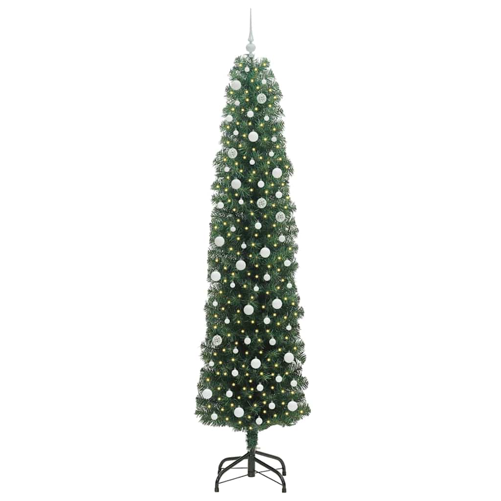Kunstig juletre med 300 LED grønn 240 cm PVC og stål og plast vidaXL