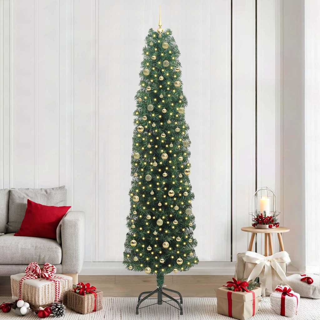 Kunstig juletre med 300 LED grønn 240 cm PVC og stål og plast