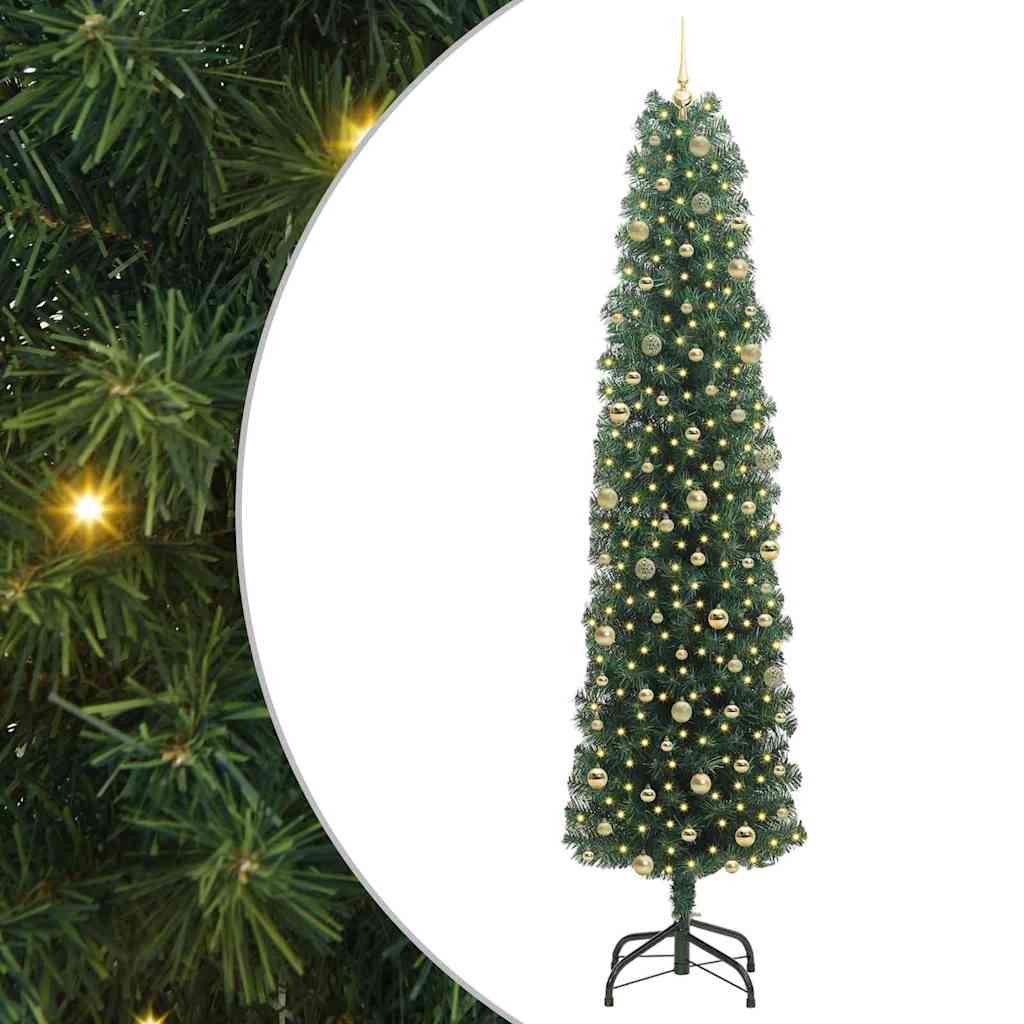 Kunstig juletre med 300 LED grønn 240 cm PVC og stål og plast