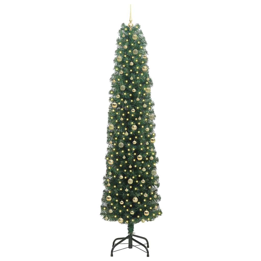 Kunstig juletre med 300 LED grønn 240 cm PVC og stål og plast