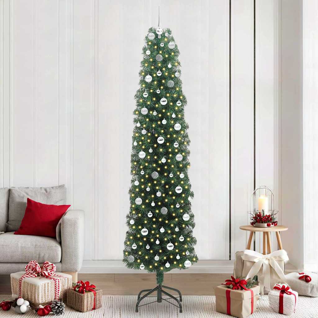 Kunstig juletre med 300 LED grønn 240 cm PVC og stål og plast