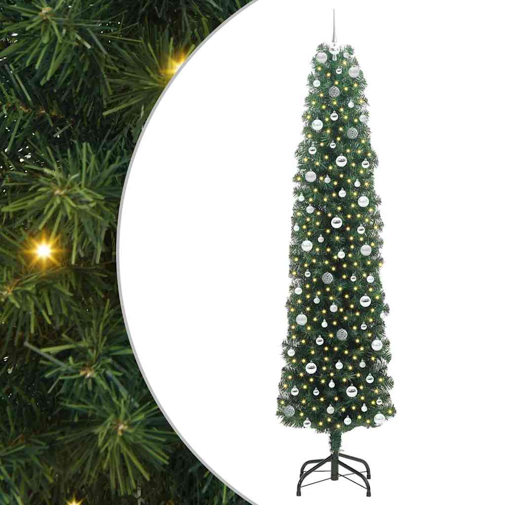 Kunstig juletre med 300 LED grønn 240 cm PVC og stål og plast