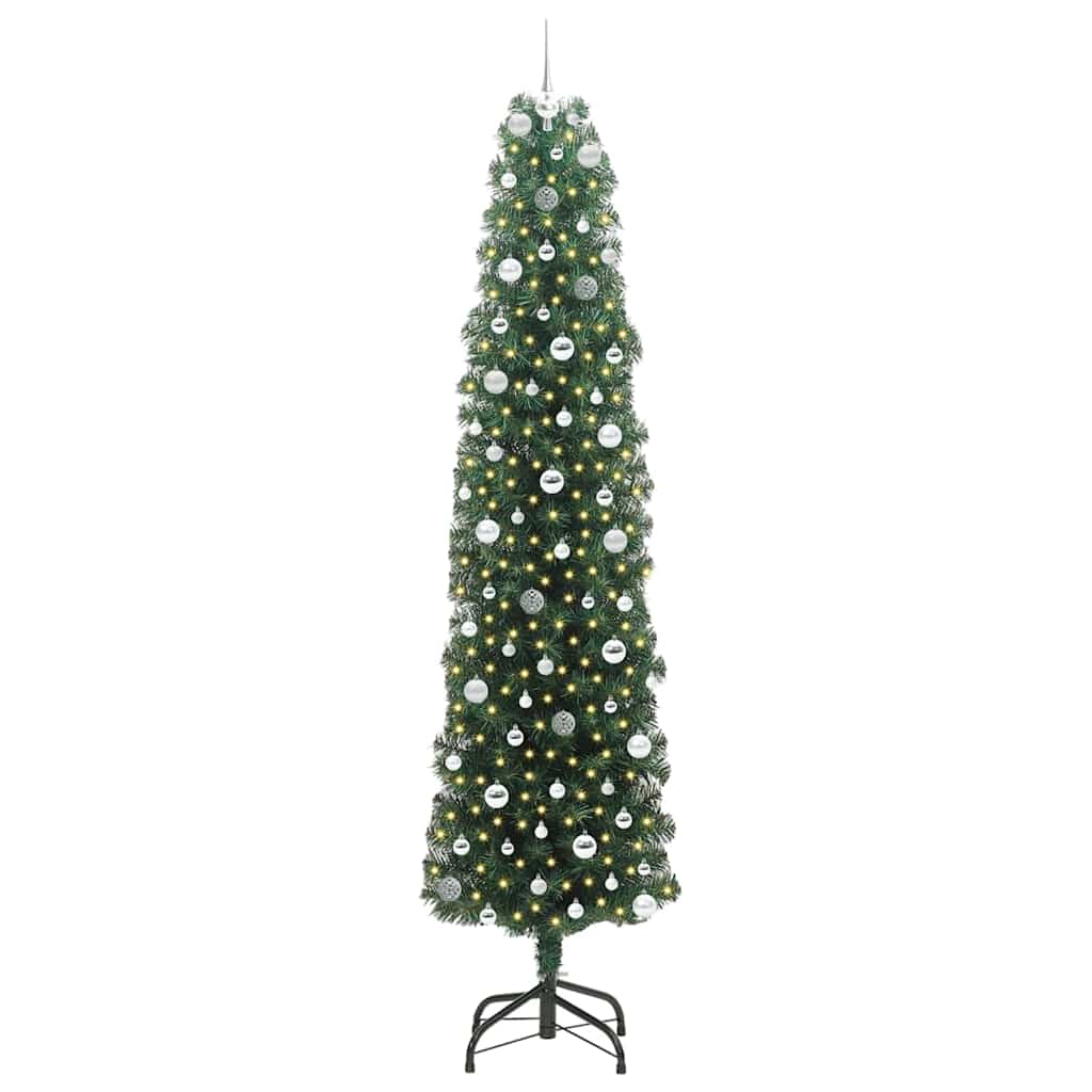Kunstig juletre med 300 LED grønn 240 cm PVC og stål og plast